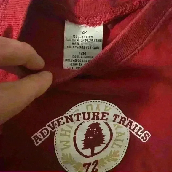 100% cotton vintage red long sleeve tee shirt hiking crew neck style toddler boy - Picture 2 of 3